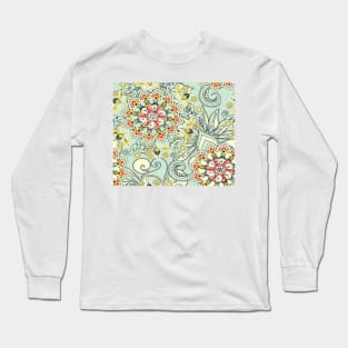 Robin's egg blue floral mandala Long Sleeve T-Shirt